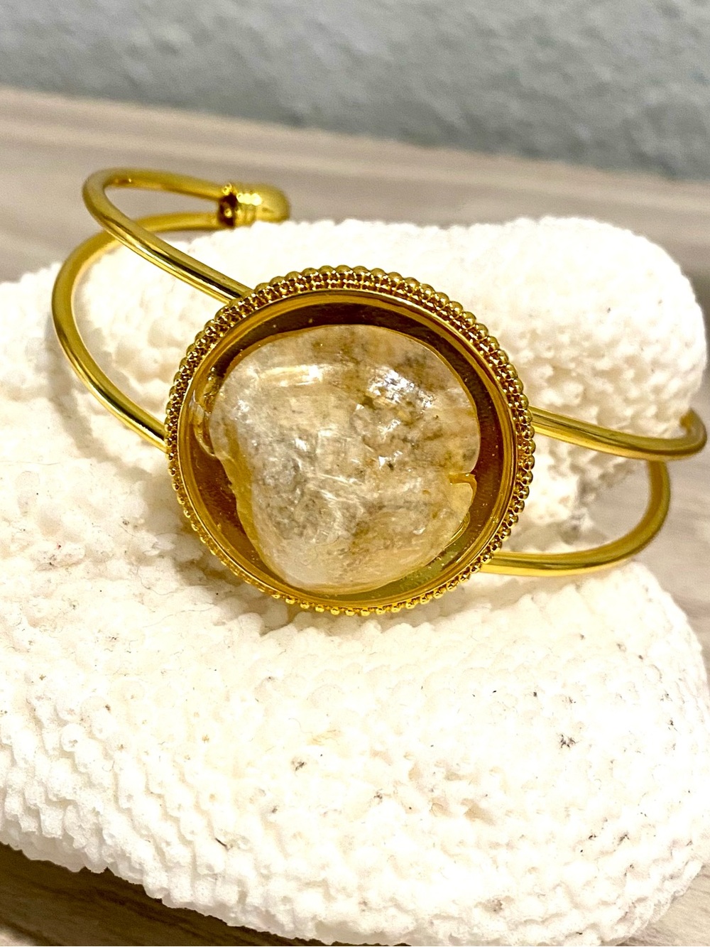 130. Gold-Tone Sanibel island jingle shell Cuff Bracelet - Unbranded